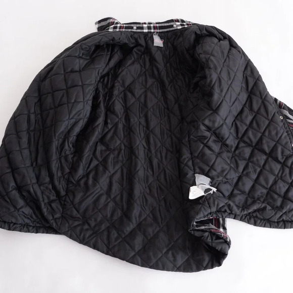 Dickies Black Red Checker Button Up Removable Hood Quilt Stitch Lined Shacket XL - Picture 4 of 15